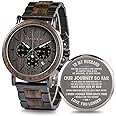 2win Engraved Wooden Watch for Boyfriend My Man Fiancé Husband Customized Personalized Wood Watches for Men Birthday Anniversary Personalized Watch