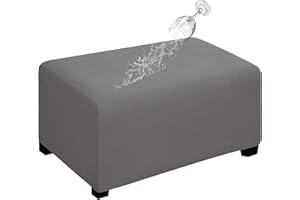 Easy-Going 100% Dual Waterproof Stretch Ottoman Cover Rectangle Folding Storage Stool Furniture Protector Soft Slipcover for Living Room with Elastic Bottom (X Large, Light Gray)