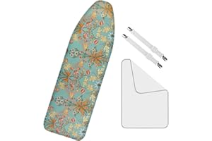 PHILORN Ironing Board Cover and Pad, Resist Scorching and Staining, 15x54 Inch Thick Padding Ironing Board Covers, Elasti Edges, 2 Fasteners and 1 Protective Scorch Mesh Cloth - Retro Pattern