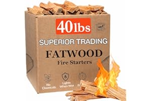 SUPERIOR TRADING CO. Superior Trading Premium Fatwood Firewood Sticks, Natural Kindling for Fireplaces, Wood Stoves, and Winter Camping Fire Starter, 40 lbs