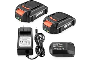 Energup 2Pack Lithium Battery for Worx 20V Battery and Charger Kit, Compatible with Worx 20V Batteries WA3520 WA3525 WA3575 W