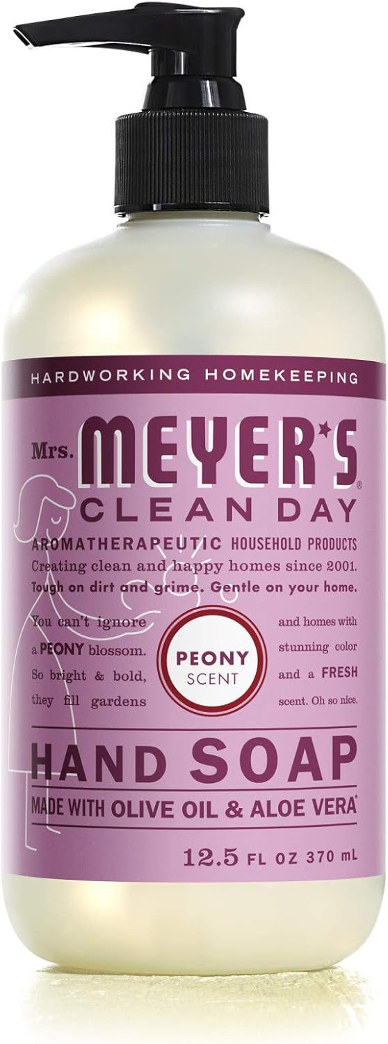 Mrs. Meyer's Clean Day Liquid Hand Soap, Cruelty Free and Biodegradable Hand Wash Made with Essential Oils, Peony Scent, 12.5 oz Bottle: Health & Personal Care