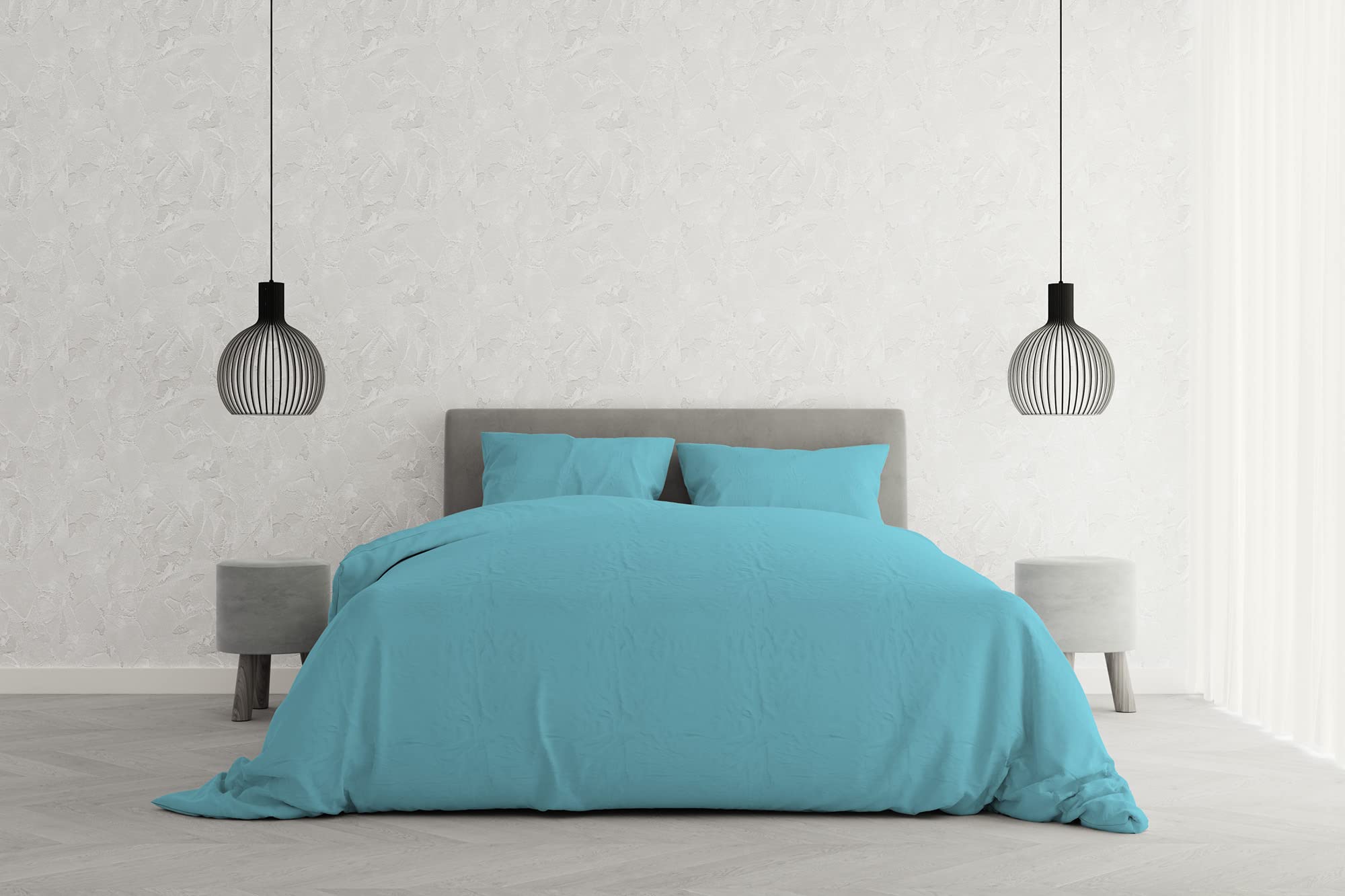 Italian Bed Linen Elegant duvet cover set,light blue,double