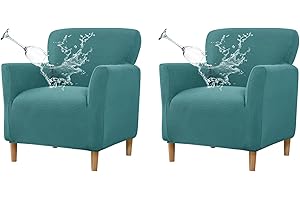FUANGUI Banquet Armchair Slipcover Waterproof Chair Covers with Arms Stretch Club Chair Slipcover Soft Armchair Sofa Covers Anti-Slip Furniture Protector for Dogs Pets Living Room Decor, 2PCS, 04