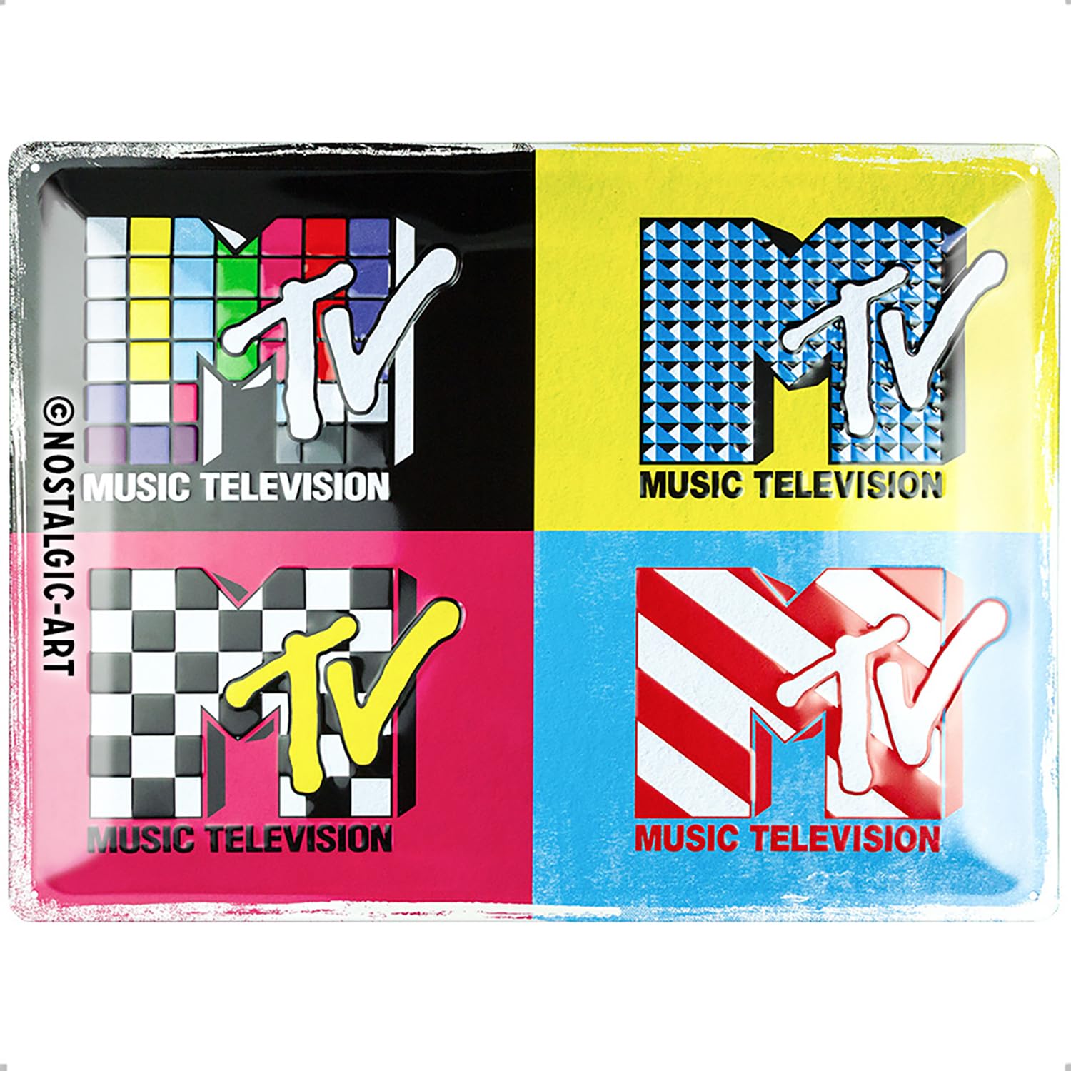 Nostalgic-Art Retro Metal Sign 30 x 40 cm MTV - Pop Art Logo - Gift Idea for Music Fans - Vintage Design