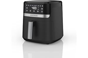 BLACK+DECKER Purify 6QT Air Fryer, 60 minute timer & auto shut-off, LED touchscreen with 9 presets, 1500w up to 400 F