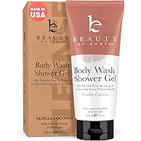 Vanilla Coconut Shower Gel Body Wash - USA Made with Natural & Organic Ingredients, Moisturizing Natural Body Wash for Women