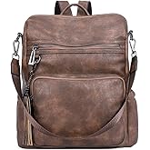 CLUCI Backpack Purse for Women Large Womens Leather Travel Backpack Work Fashion Ladies Casual Daypack with Tassel Two-tone coffee