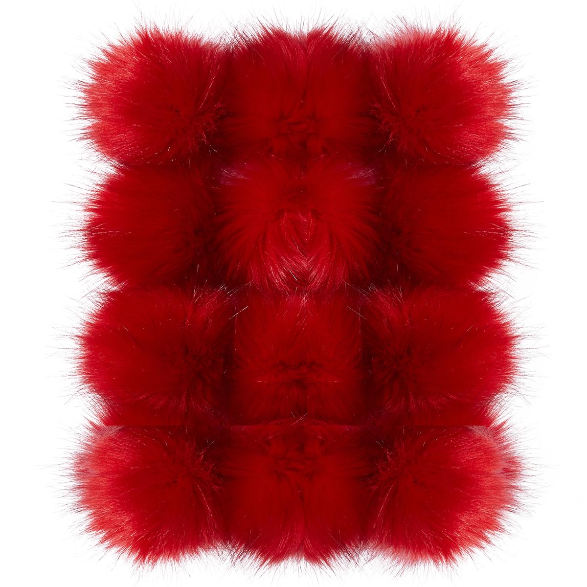 Photo 1 of 12 Pieces Faux Fur Pom Pom Balls Fur Fluffy Pompom Ball with Elastic Loop for Hats Shoes Scarves Gloves Scarves Bag Key Chain Charms Accessories (Bright Red)