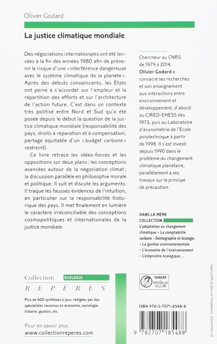 La Justice Climatique Mondiale Olivier Godard -