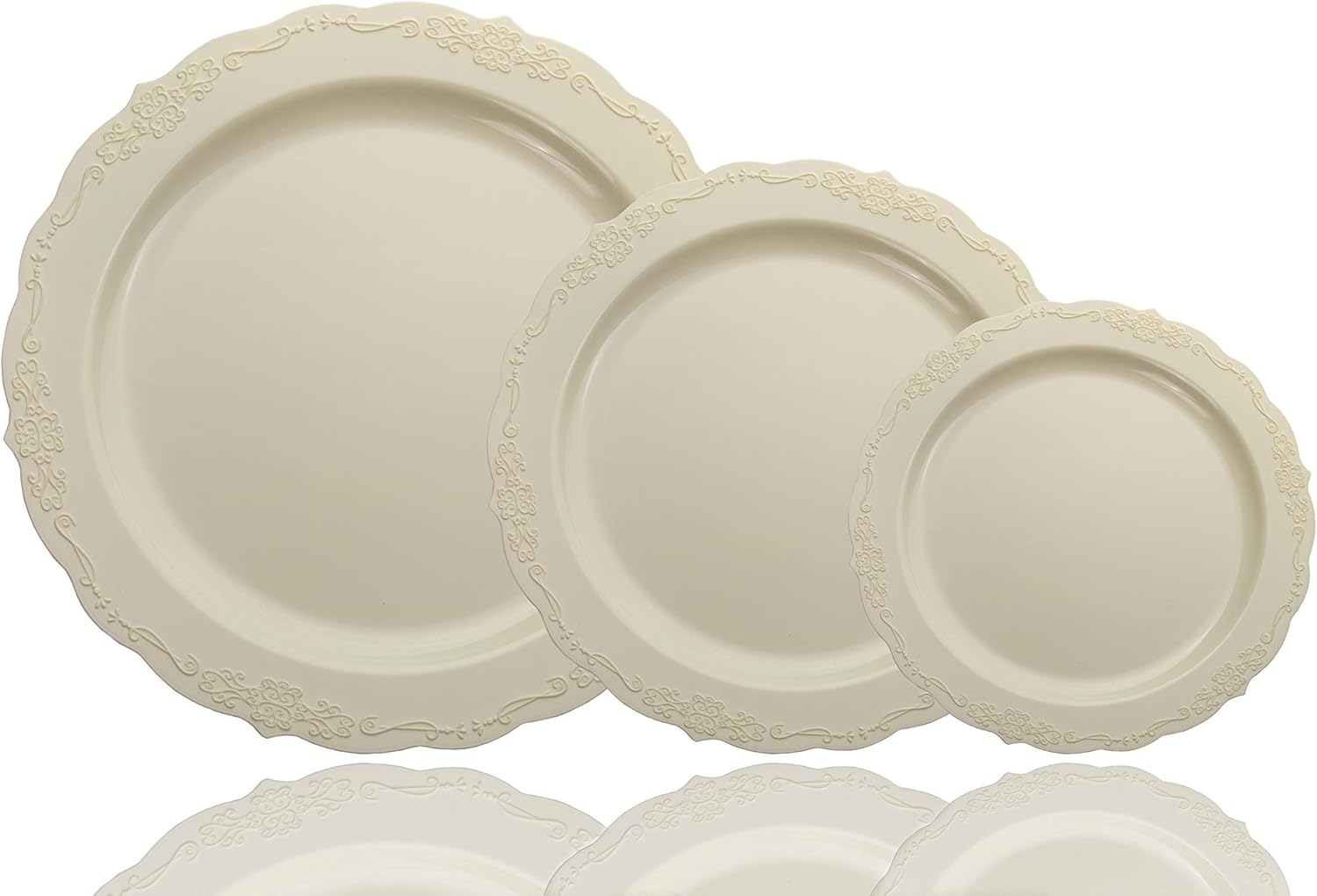 60 Pcs Disposable Plastic Plates Victorian Design Premium