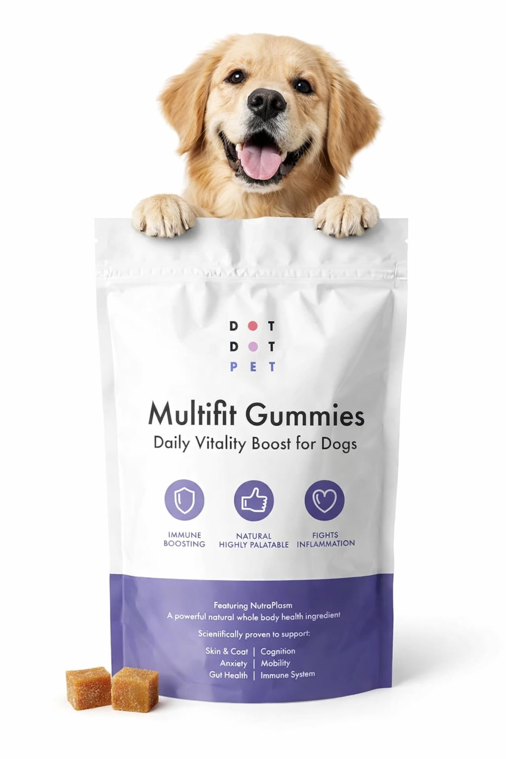 DotDotPet Dog Multivitamin Gummies (30 Pack) - Plasma Superfood Dog Supplements - Vet Endorsed Daily Vitamins Chew for Immunity, Gut Health & Vitality - With Collagen for Skin, Coat & Joints