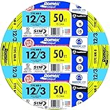 Southwire 63947622 50' 12/3 with ground Romex brand SIMpull residential indoor electrial wire type NM-B, Yellow