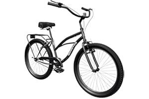 Betterland Beach Cruiser Bike, 24/26 inch Commuter Bicycle for Adult Men and Women, Comfortable City Bikes with Rear Rack or Basket