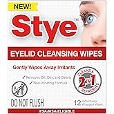 Stye Cleansing Eyelid Wipes – Individually Wrapped Face Wipes Gently Remove Oil, Dirt & Other Contaminants, 12 Count