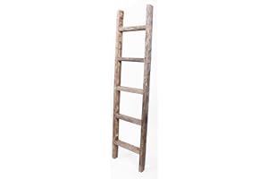 BARNWOODUSA LLC BARNWOODUSA Rustic Decorative Ladder - 100% Upcycled Wood (60" x 12" x 1.5", Weathered Gray)