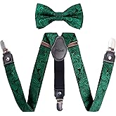 Alizeal Boys Paisley Adjustable Pre-tied Bow Tie and Clips Suspenders Set