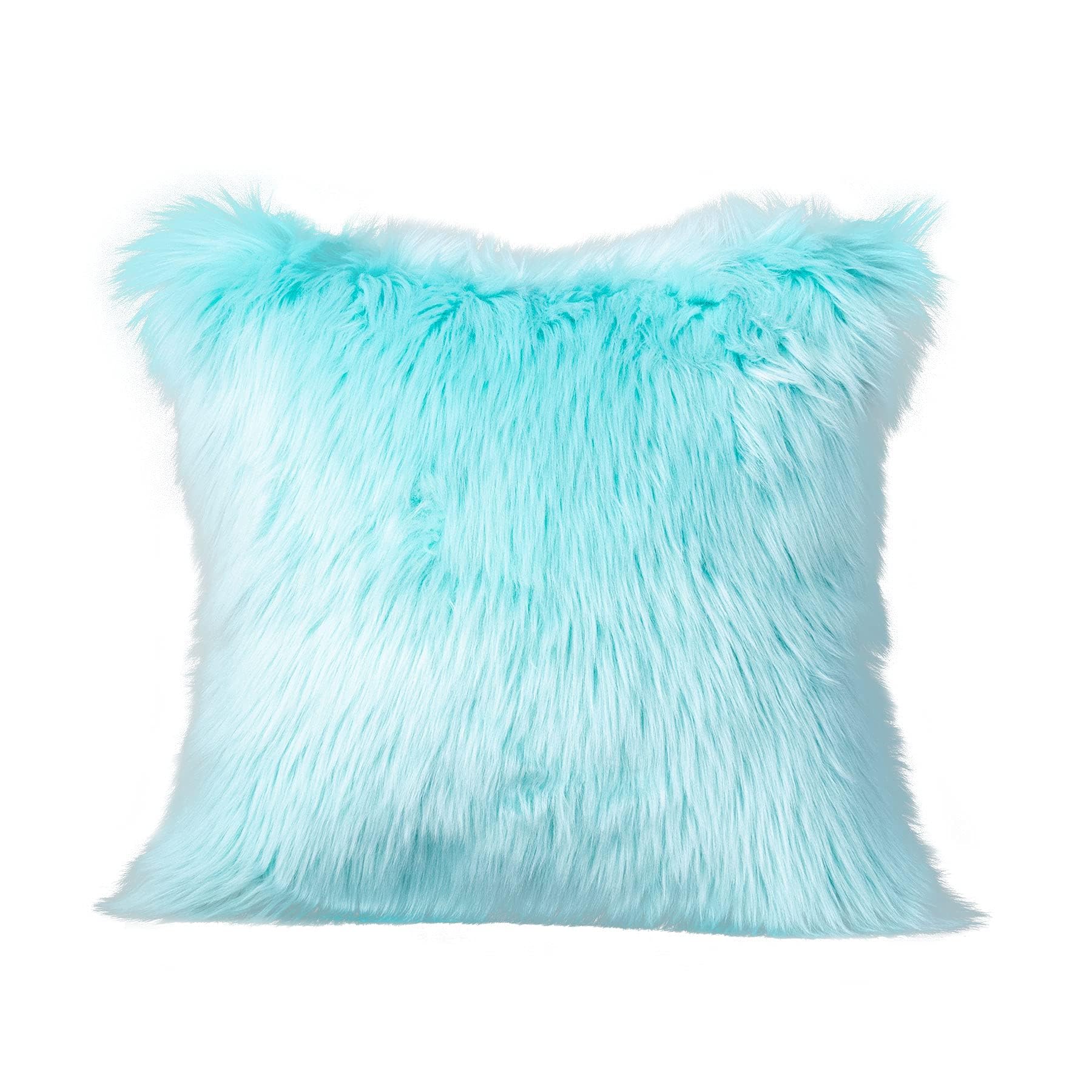 LIGICKY Luxury Series Soft Faux Fur Cushion Cover Decorative Square Plush Pillow Case Throw Pillow Cover for Couch Sofa Bed (Blue, 16 x 16 Inch, Set of 1)