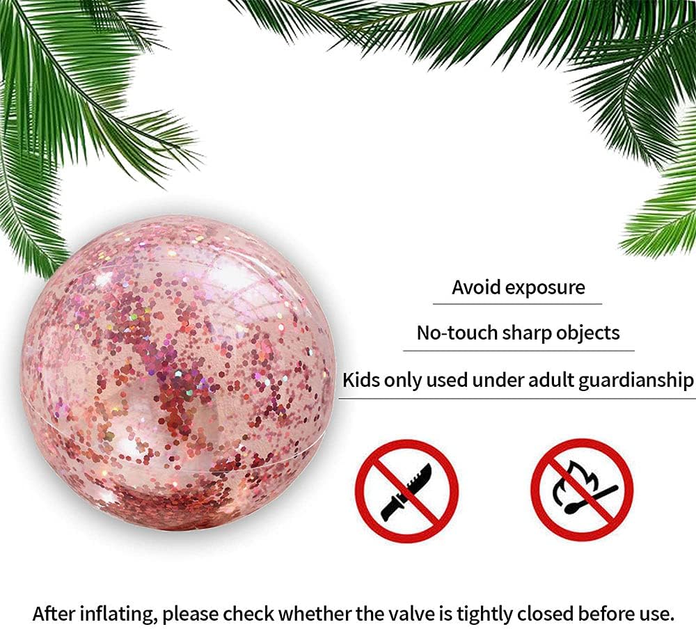 Sequin Beach Ball Jumbo Pool Toys Balls Giant Glitter Inflatable Clear Beach Ball Swimming Pool Water Beach Toys Outdoor Summer Party Favors for Kids Adults: Sports & Outdoors