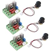 3PCS 50-220V SCR Electric Voltage Regulator Dimmer AC Voltage Regulator 2000W Temperature/Motor Speed Controller Light Dimmer (AC 50-220V 2000W)
