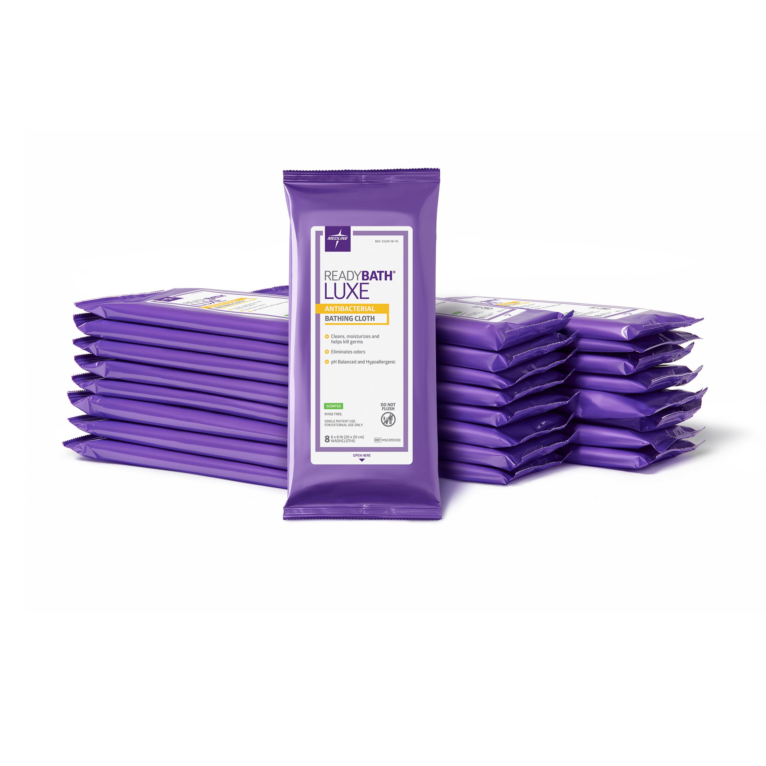 Medline ReadyBath LUXE Antibacterial Body Cleansing Cloth Wipes