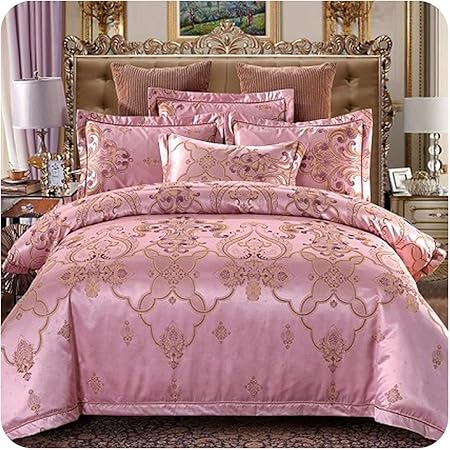 Amazon Com Luxury Pink Purple Satin Bedding Set Duvet Cover