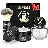 Shaving Kit for Men,Mens Shaving Kit include Sandalwood Shaving Cream, Shaving Soap, Shaving Brush, Shaving Bowl Gift Set for