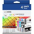 4-Pack Compatible LC406 Ink Cartridges For Brother MFC-J5855DW, J5955DW, J6555DW, J6955DW, J4535DW