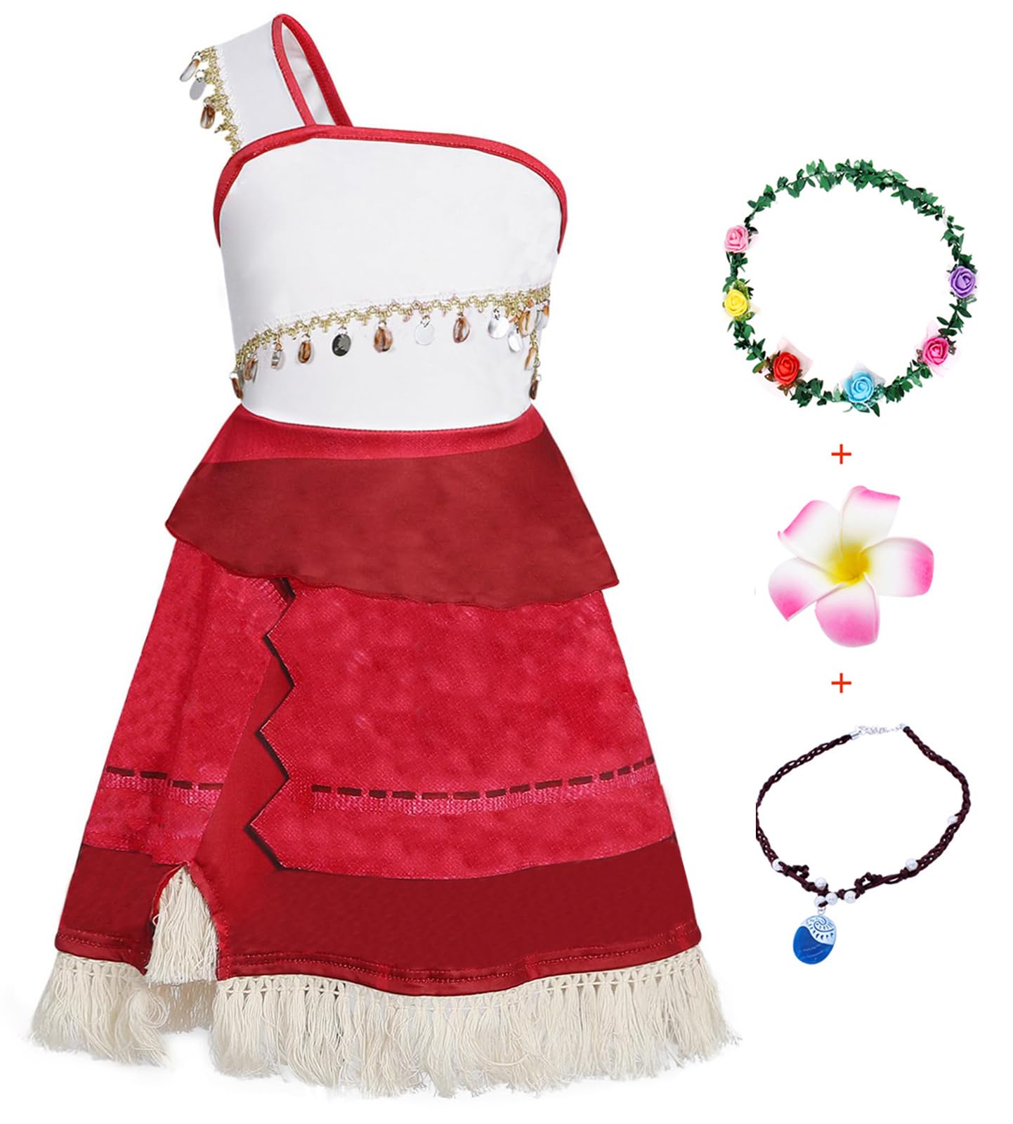 COTRIO Princess Dress Up for Girls Toddler Kids Outfit Halloween Costumes for Kids Dress Up Clothes Birthday Party Dresses with Necklace Size 2t-3t