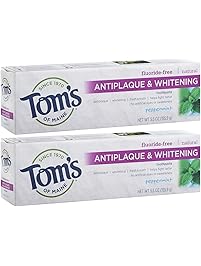 Tom's of Maine Antiplaque and Whitening Fluoride-Free Toothpaste, Peppermint, 5.5 oz, Pack of 2