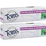 Tom’s of Maine Fluoride-Free Antiplaque & Whitening Toothpaste, Whitening Toothpaste, Toms Toothpaste, Peppermint, 5.5 Ounce, 2-Pack