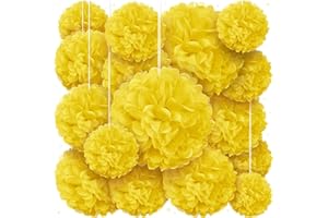 Yellow Tissue Paper Pom Poms - Lemon Yellow Party Decorations for Birthdays, Weddings, Baby Showers and Special Occasions by 