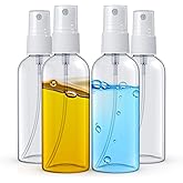 Small Spray Bottle 60 ml / 2oz Pack of 4 for Essential Oils and Liquid - Reusable Portable Clear Fine Mist Plastic Bottles