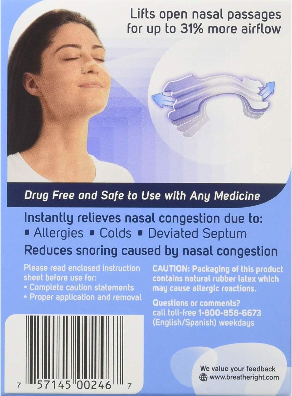 Breathe Right Nasal Strips Clear for Sensitive Skin Large 30 Each: Health & Personal Care