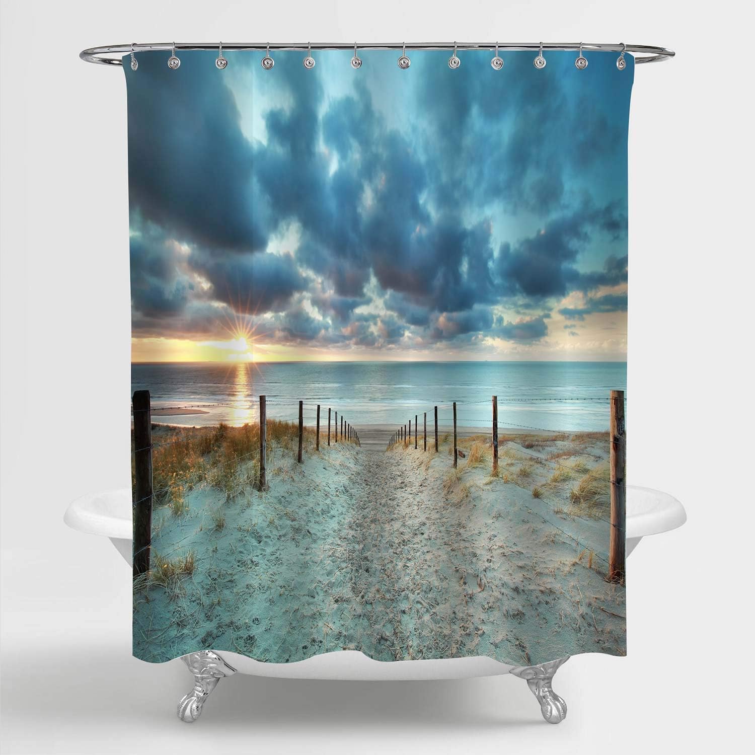 Amazon Com Mitovilla Beach Shower Curtain For Ocean Themed Bathroom Decor Summer Sunset Over Sea Coastal Beach Tropical Outdoor Nature Scenic Bathroom Accessories Ocean Gifts For Women And Men 72 W X 84