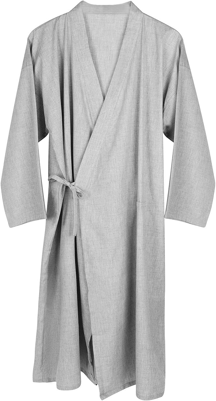 Lightweight Cotton Robe Plus Size Kimono Sleepwear Bathrobe Nightgown Men Women