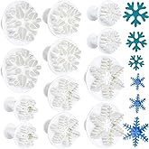 Patelai 12 Pieces Snowflake Plunger Cutters Christmas Winter Snowflake Mold Cookie Fondant Christmas Frozen Plunger Cutter Cake Decoration Embossing Tool