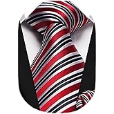 HISDERN Mens Tie Striped Ties and Handkerchief Set Business Formal Woven Pocket Square Wedding College Stripe Necktie