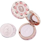 Flower Knows Strawberry Cupid Pressed Powder with Mirror &amp; Puff, Vegan | Soft-Matte Face Powder for Setting, Oil-Control, Pore-Blurring, Gift-Ready Cake Compact, 0.34 oz (01 Soft Lavender)
