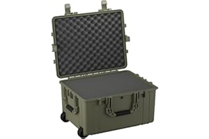 Condition 1 25" Large Rolling Hard Travel Case Model 286, Lockable Storage Box with Wheels and Handle, Waterproof Dustproof TSA Friendly, Made in USA, 24.58"x19.58"x14.60" Green