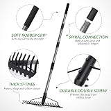 Walensee 165cm Bow Rake Heavy Duty 17 Tines Stainless Steel Handle Garden Tool view 3