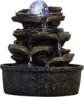 Zen'Light Little Rock Brunnen aus Polyresin, Dunkelbraun, 20 x 20 x 23 cm