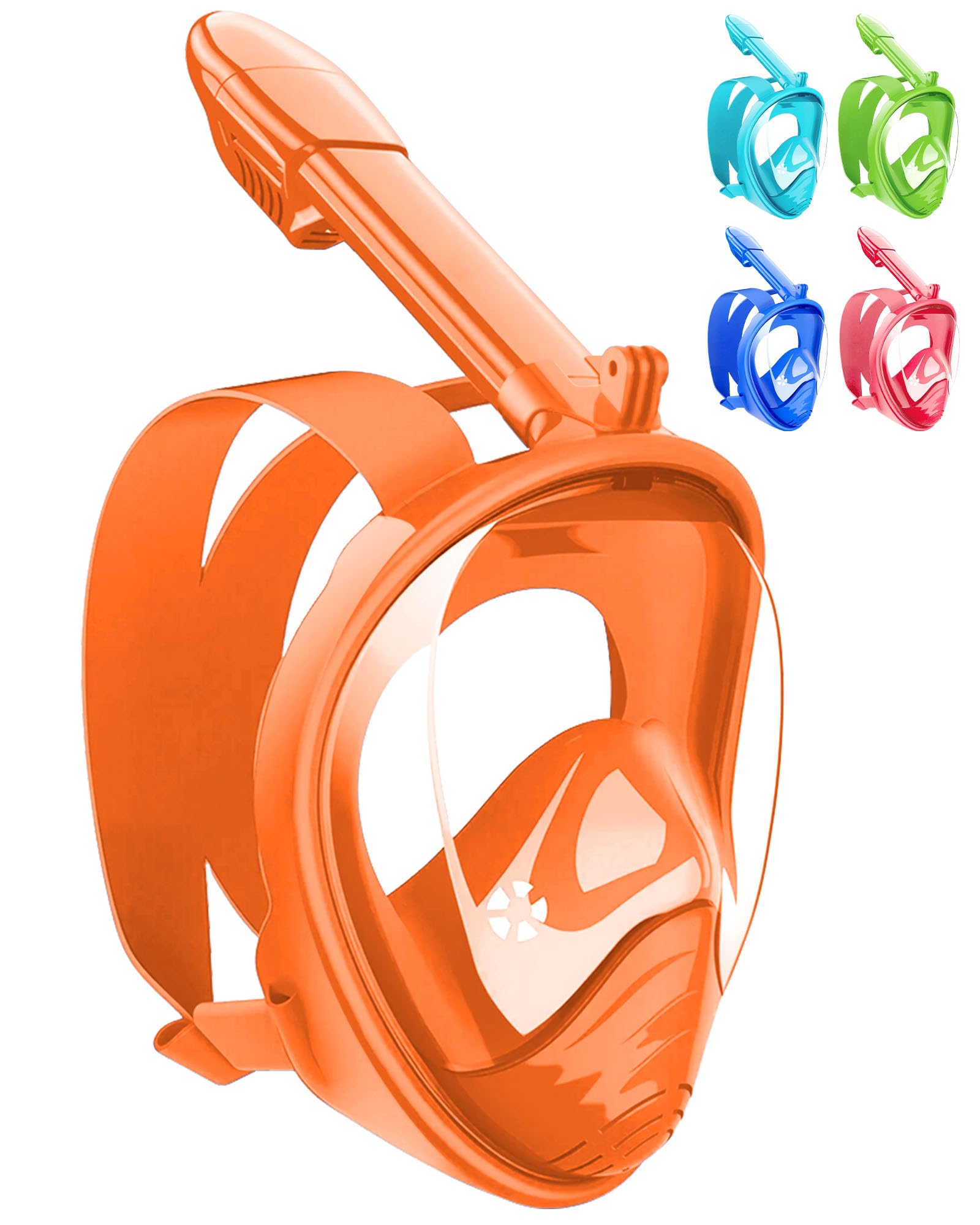 HINATAA Snorkel Mask for Kids, 180 ° Panoramic View Free Breathing Full Face Snorkeling Mask Anti-Fog and Anti-Leak Suitable For Children Aged 4-15 (Orange)