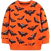 warmstraw Boys Gilrs Sweatshirt Long Sleeve Halloween Cartoon Shirts Tops Orange for 18M-6T