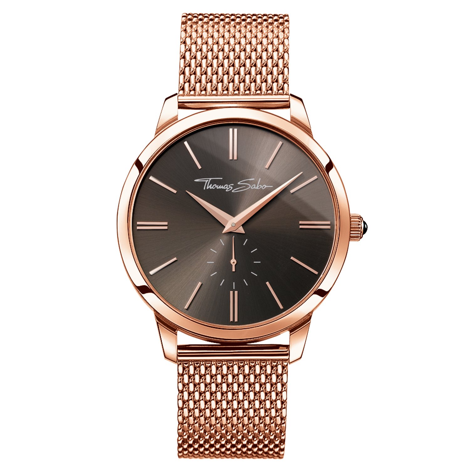 Thomas Sabo Men Watch Rebel Spirit Rose Gold Brown Analogue Quartz Stainless Steel WA0177-265-206-42 MM