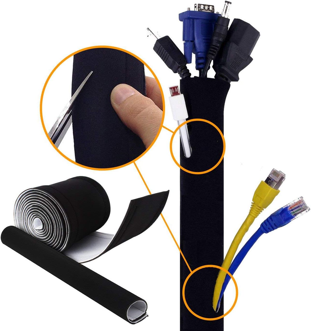 10cm Wide Cable Management Sleeve - Image 5