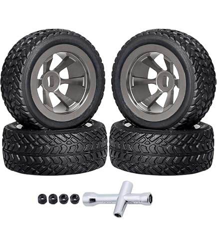 4-Piece RC Car Tire Set For Wltoys K969 1/28 Scale - Red Metal Wheel Hub Drift Tires