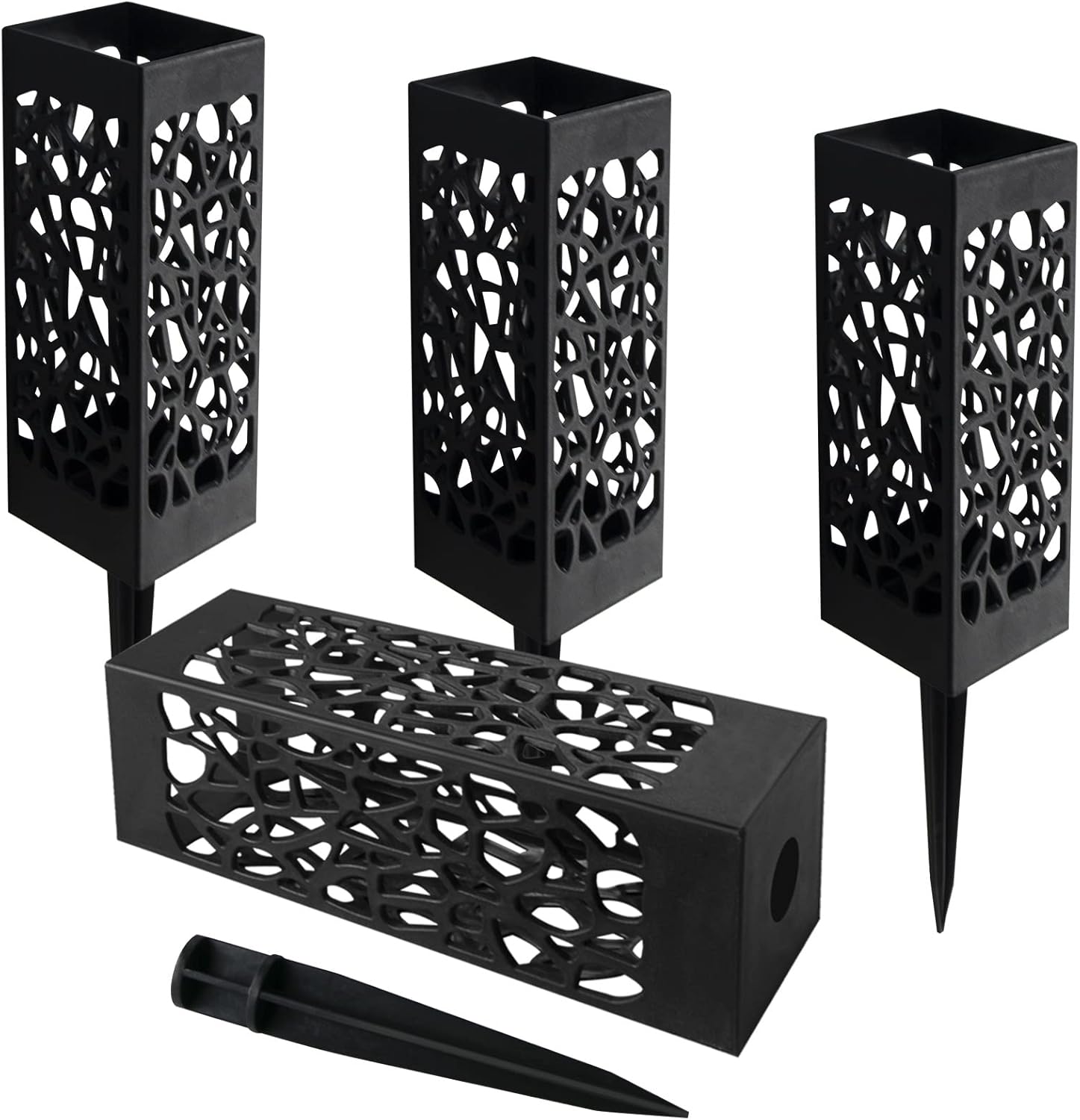 Decorative Garden Stakes - Grave Cemetery Vases with Spikes, 17 inch Memorial Day Grave Decorations Plastic Floral Holders for Grave Yard Headstone Flower Marker (4Pcs)