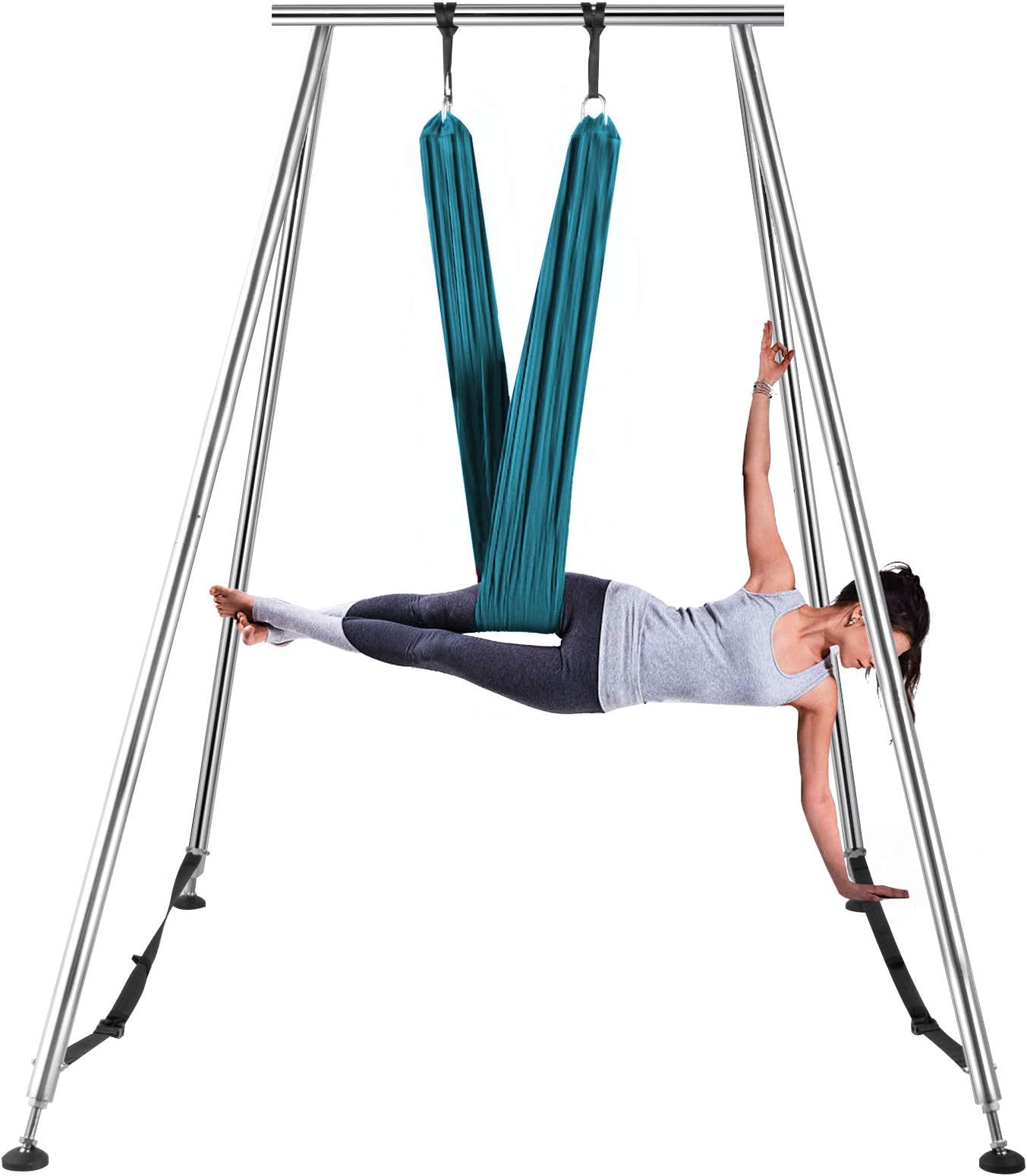LOVSHARE Yoga Sling Inversion 68lbs 731lbs Inversion Yoga Swing Stand 551lbs/250kg Aerial Yoga Frame with 6m 12m Yoga Swing Inversion Sling Yoga Trapeze Bundle Safety Belts