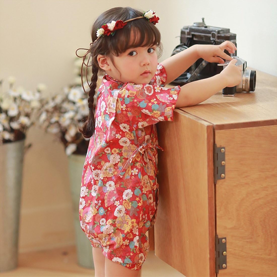 PAUBOLI Baby Japanese Kimono Robe Cotton Infant Comfy Loose Pajamas